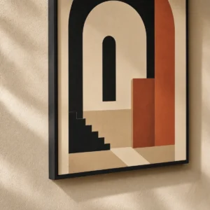 Vue détaillée de Riad géométrique montrant le papier premium, les formes géométriques et le cadre.