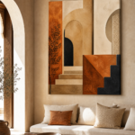 Riad Terracotta Abstrait – mise en ambiance du tableau sur toile