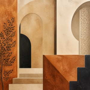 Riad Terracotta Abstrait – visuel sans cadre du tableau sur toile