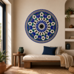 Rosace Zellige – sticker posé dans un intérieur marocain