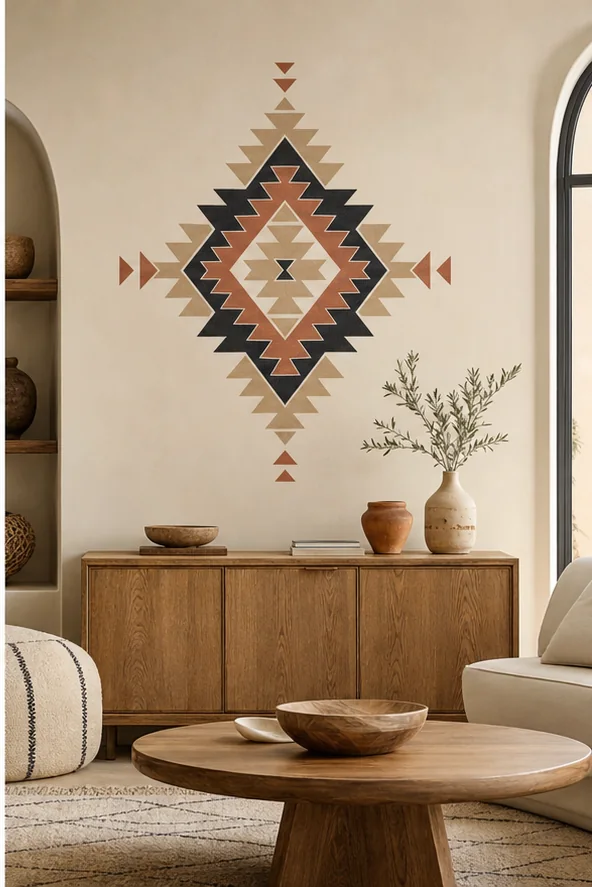 Motif Hanbel mural installé dans un espace contemporain