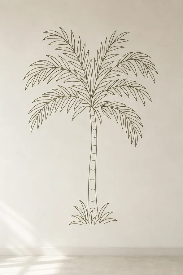 Palmier line art – vue principale du sticker mural décoratif