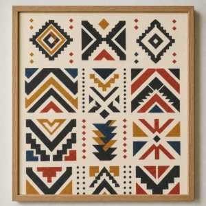 Détail de la matière et de la finition de Symboles amazighs.