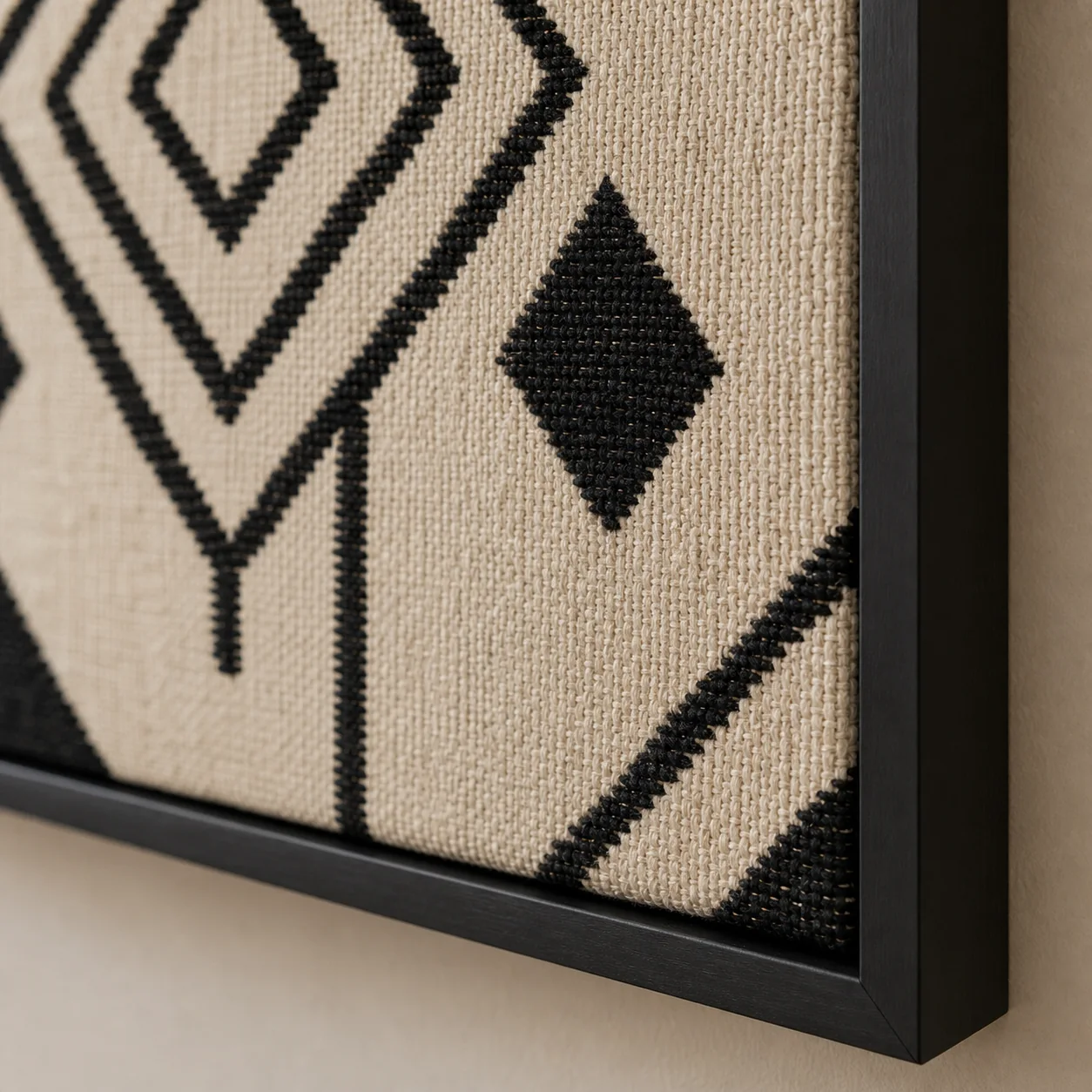 Détail de matière du tableau Atlas noir et ivoire imprimé sur toile