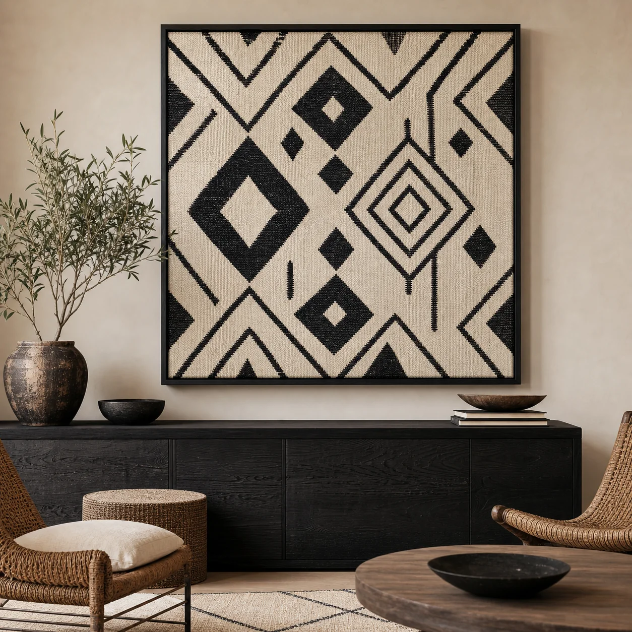 tableau Atlas noir et ivoire – vue principale du tableau sur toile