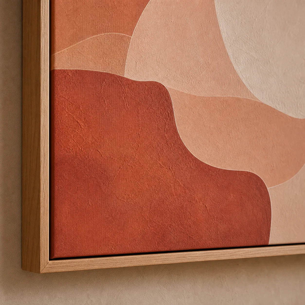 Détail de matière du tableau Tadelakt terracotta imprimé sur toile