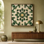 tableau Zellige vert de Fès – vue principale du tableau sur toile