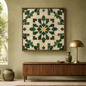 tableau Zellige vert de Fès – vue principale du tableau sur toile