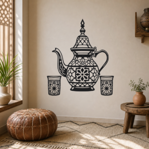 Théière Marocaine – sticker posé dans un intérieur marocain